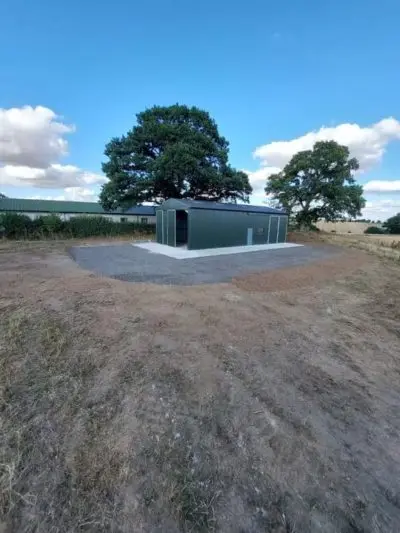 Small concrete base with a hardcore and  road planing top surface apron all complete ❤️