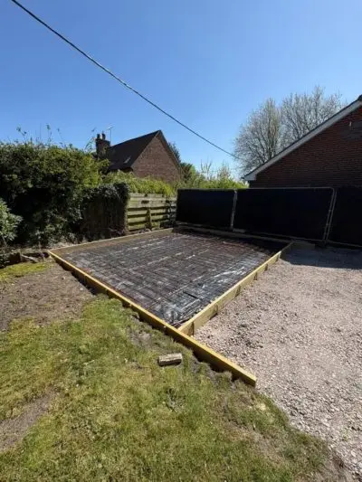Concrete pad done. 👍🏻 ready for the customer new man ￼ cave .